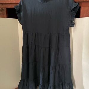 Miholl Ruffle Sleeve Tiered Dress in Rustic Dark Navy
Size:Small. Boho/Resort